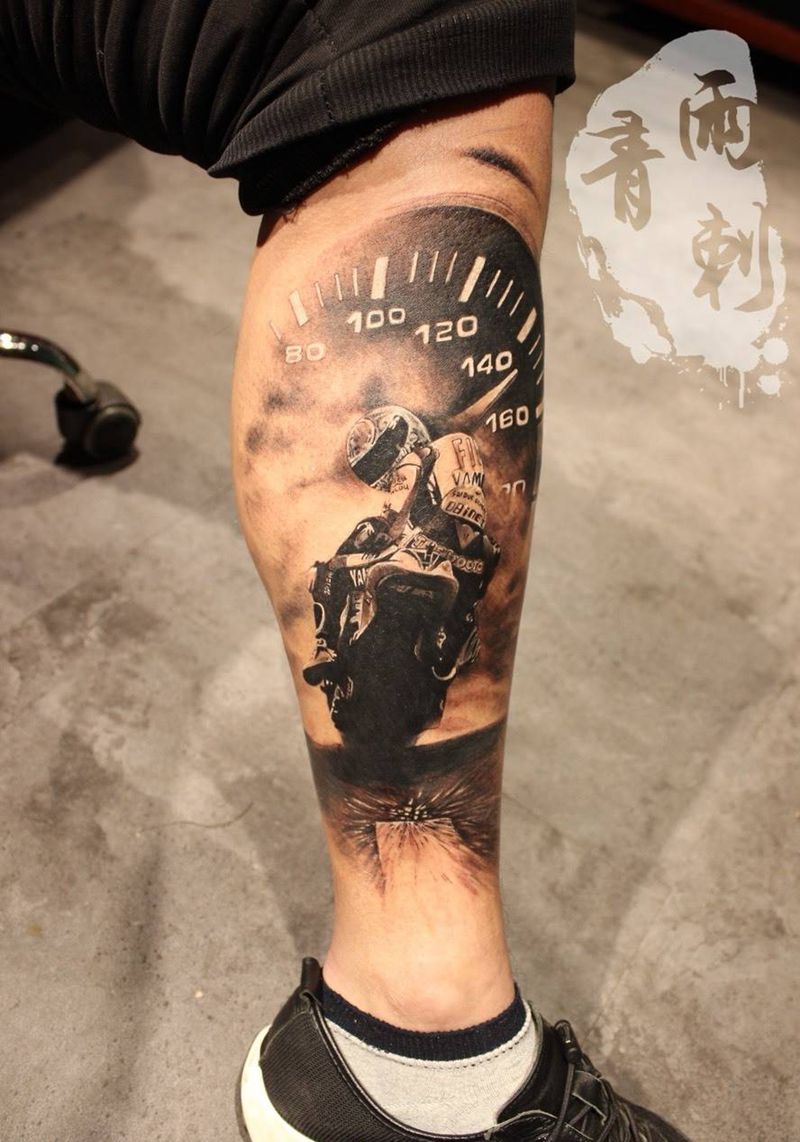 速度与激情纹身图片_成品写实人物原创静物腿部欧美肖像纹身图案