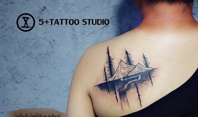 遮盖小山纹身图片