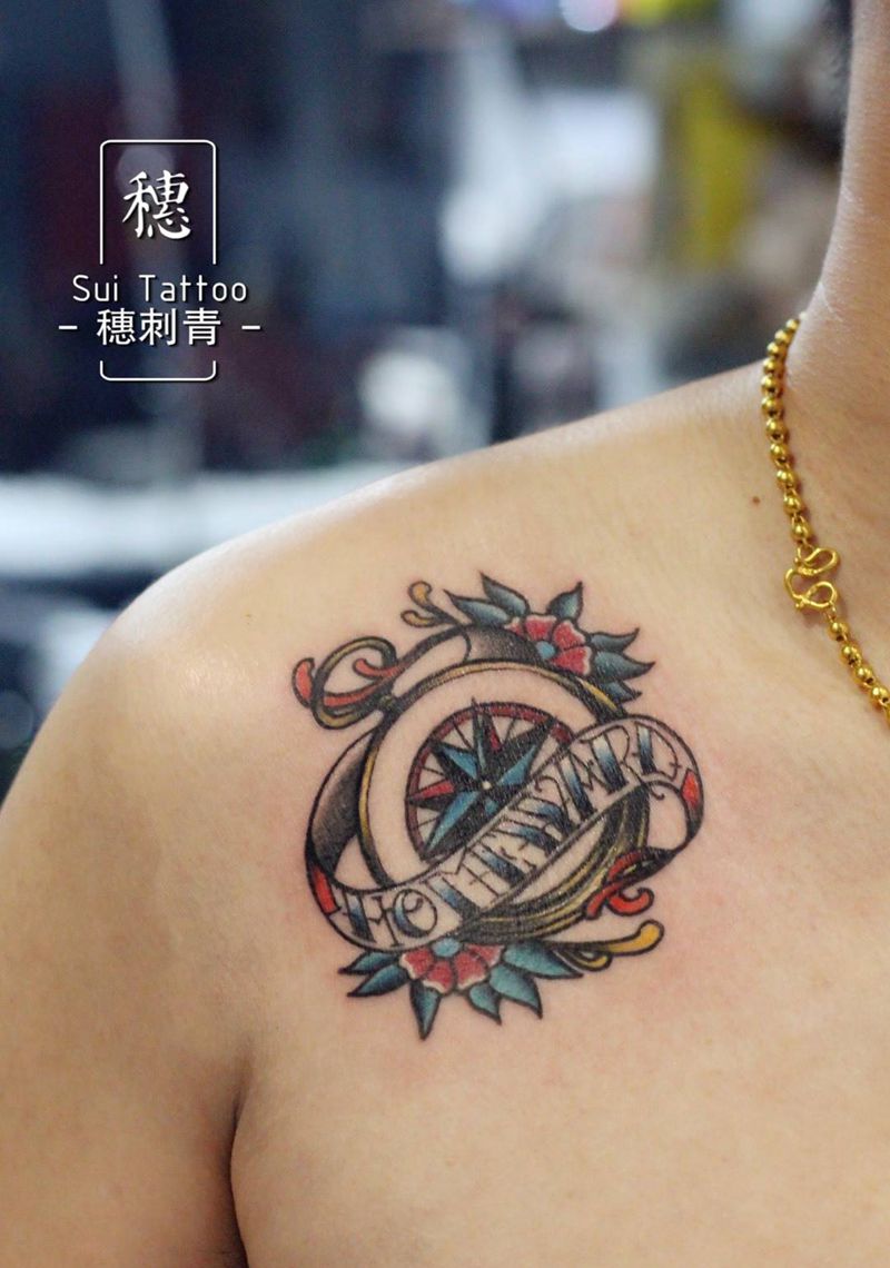 指南针纹身图片