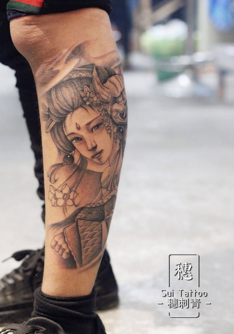 艺伎纹身图片