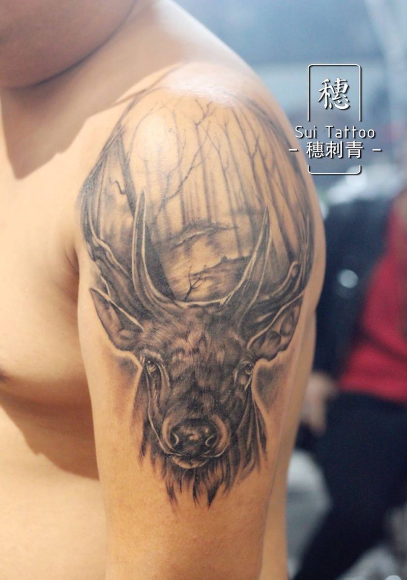 大鹿~纹身图片