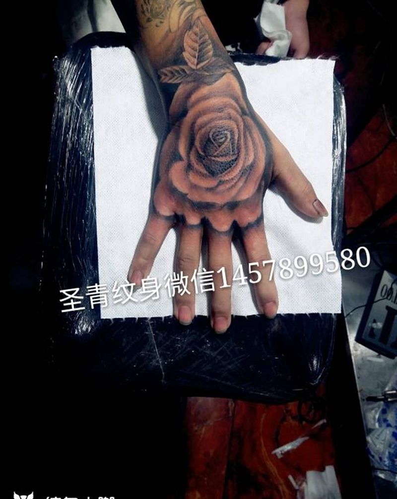 手面花完成，纹身图片