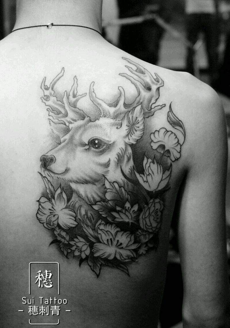 小鹿头纹身图片