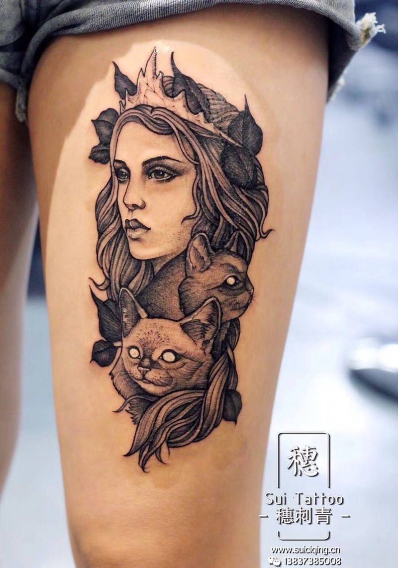 大腿美女~纹身图片