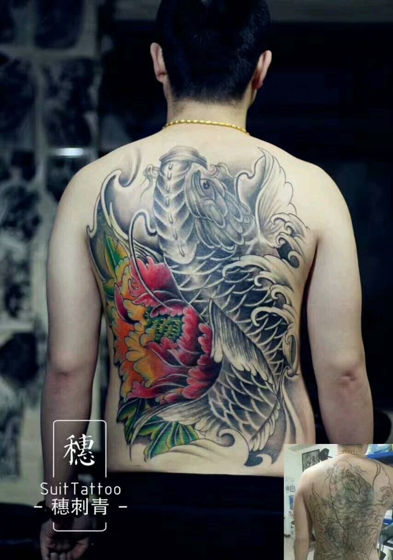 遮盖大鱼纹身图片
