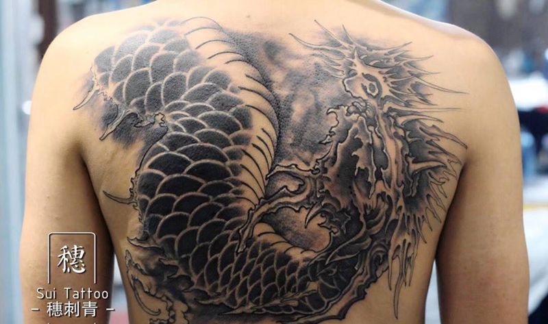 龙遮盖（完成）纹身图片