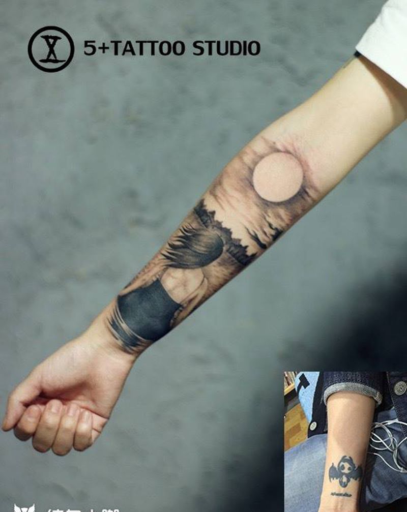 夕阳无限好纹身图片