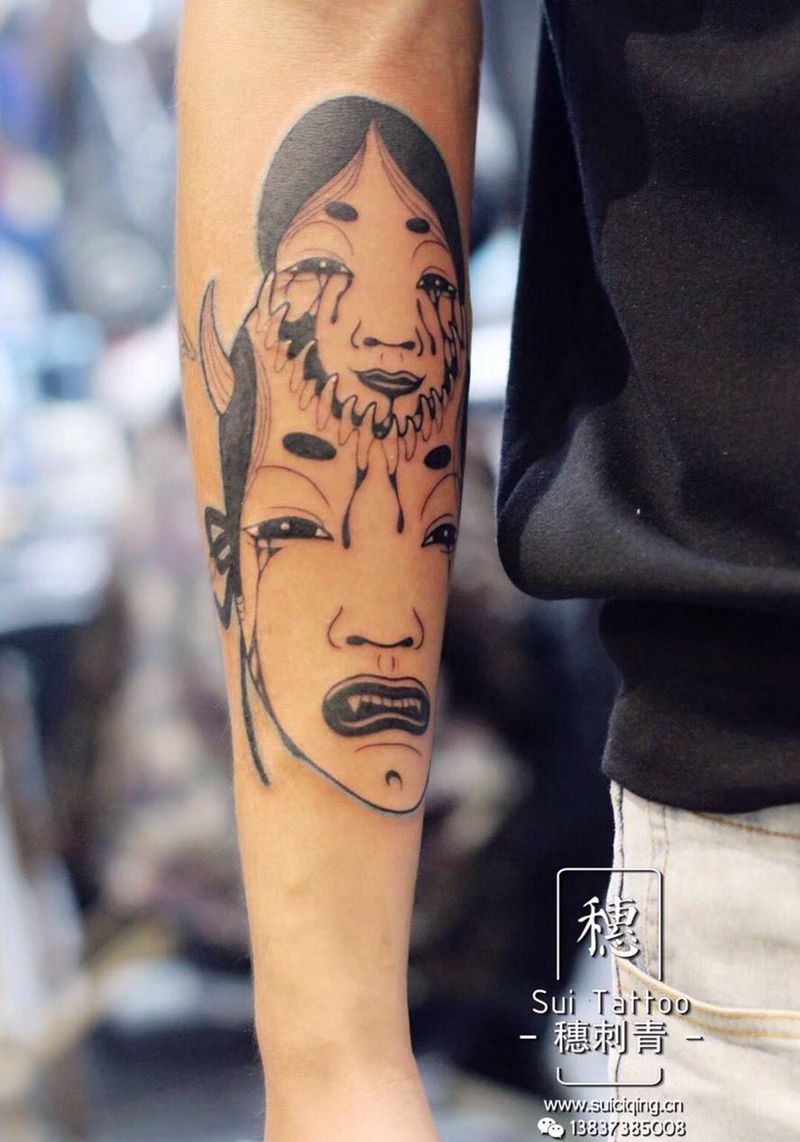 能面纹身图片