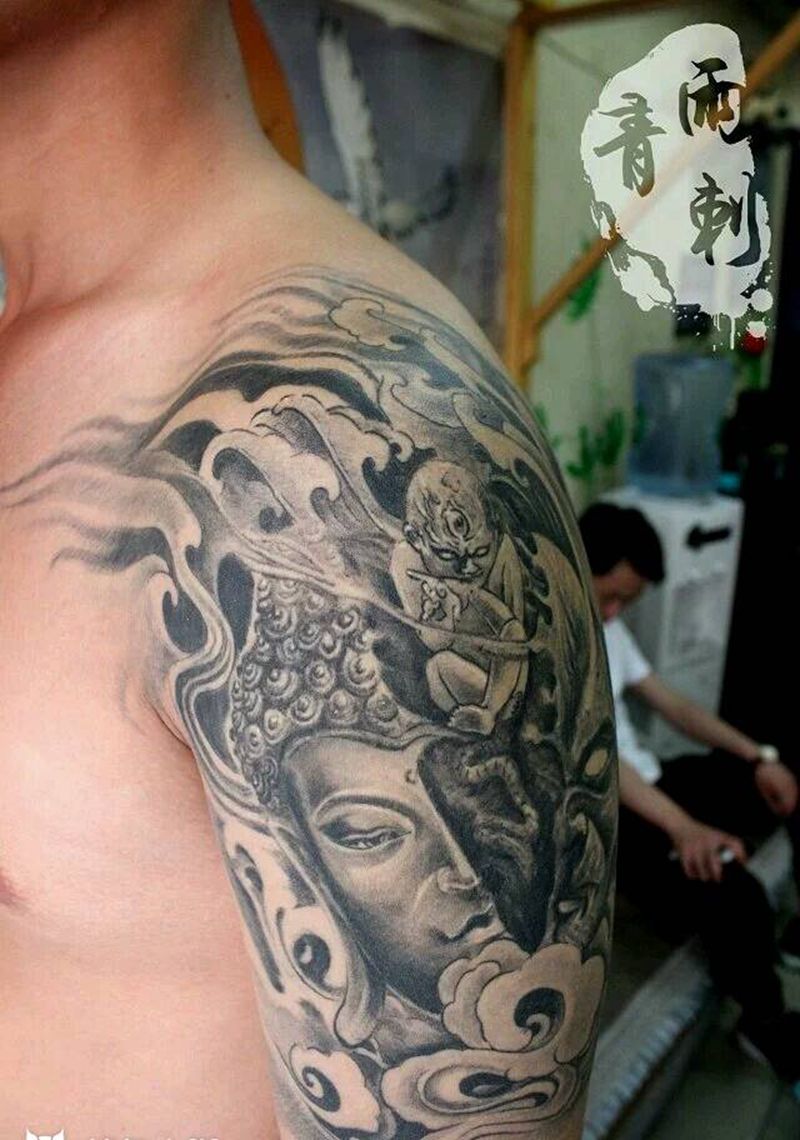 佛魔相生。纹身图片