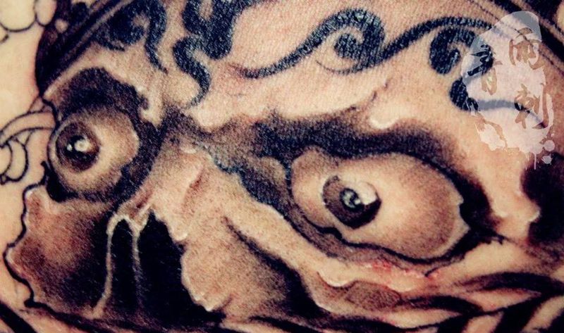 粉墨登场纹身图片_成品原创胸部手臂写实传统肖像人物肩部鬼神纹身图案