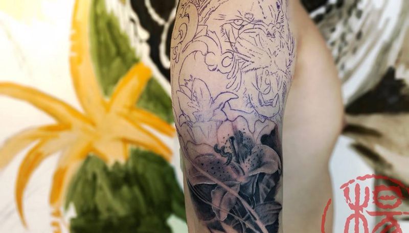 隐  三分之一进度 〔定制手稿〕  98TATTOO 〔一图只做一人〕纹身图片