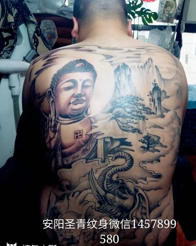 满背佛完成喜欢的约我纹身图片