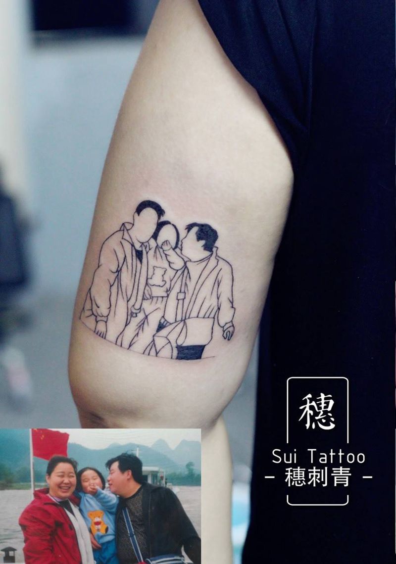 一家三口纹身图片