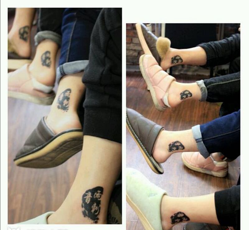 朋友一生一起走纹身图片_腿部习俗清新字符宗教原创成品纹身图案