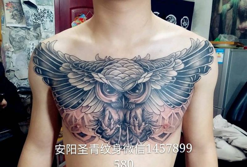 猫头鹰完成喜欢的约我纹身图片