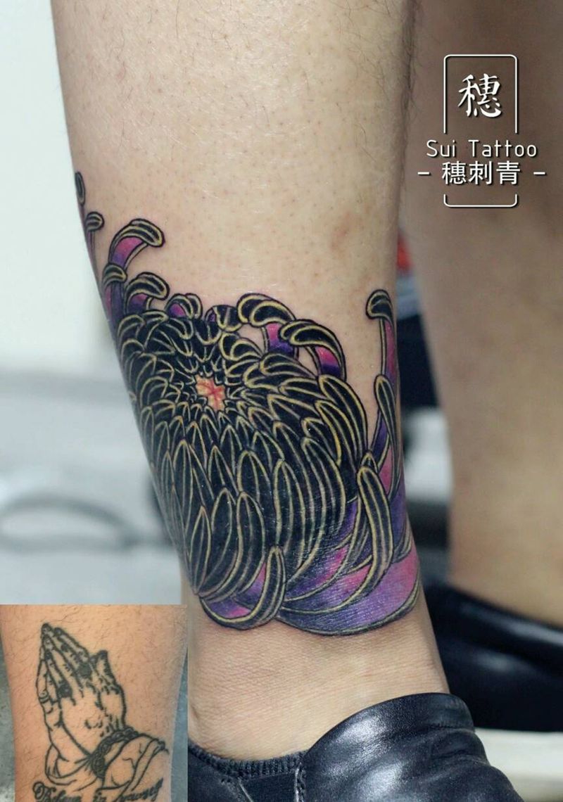 黑菊花纹身图片