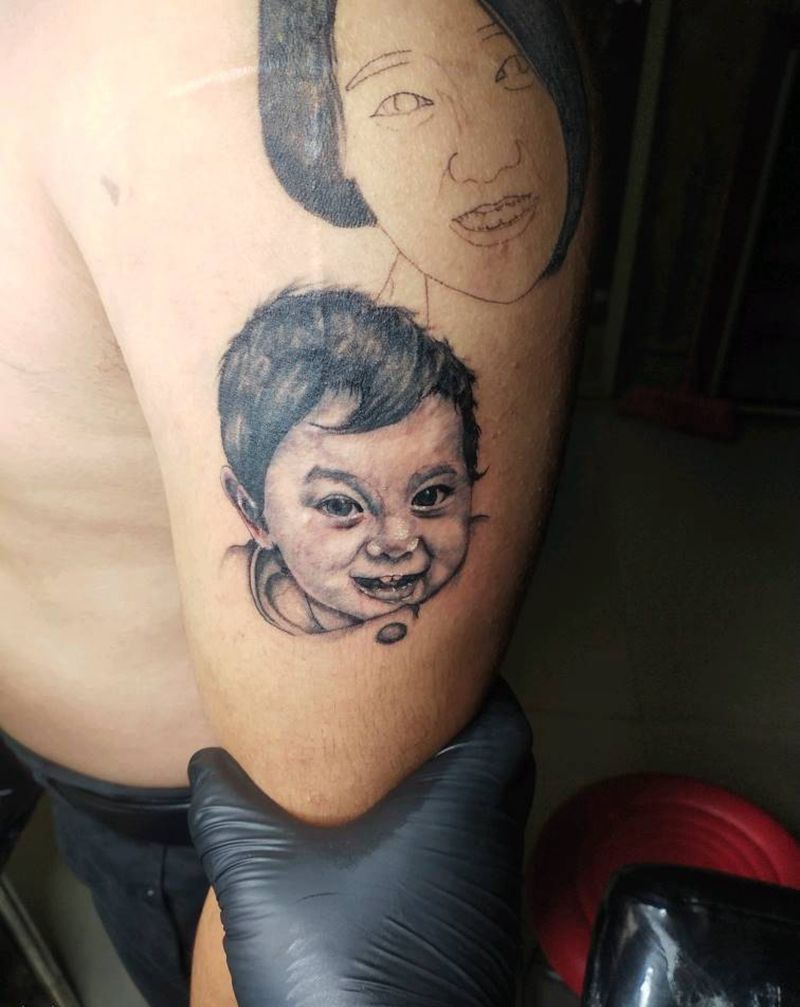 写实肖像纹身图片_手臂欧美写实纹身图案