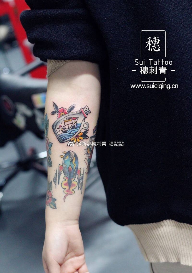 漂流瓶纹身图片