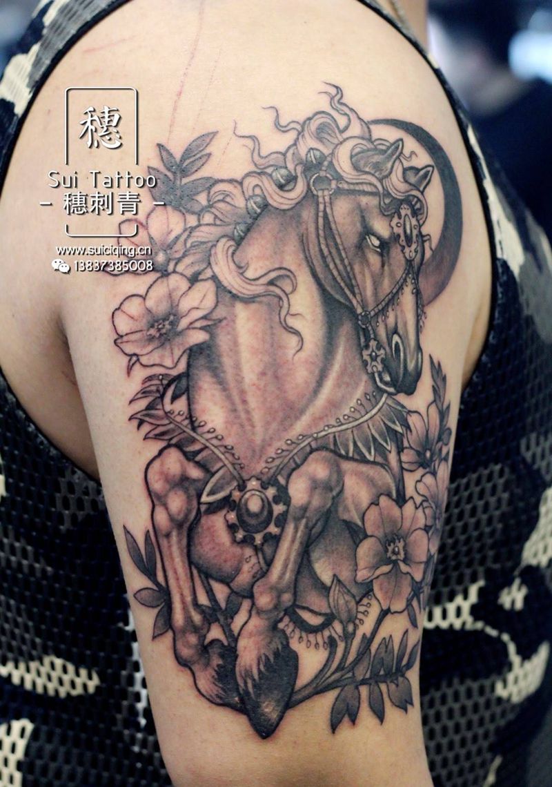 马纹身图片