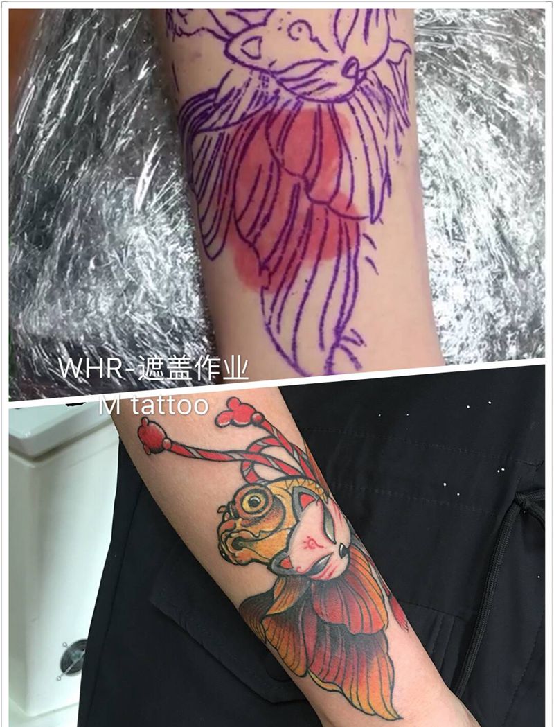 遮盖纹身图片_手臂Old SchoolNew School纹身图案