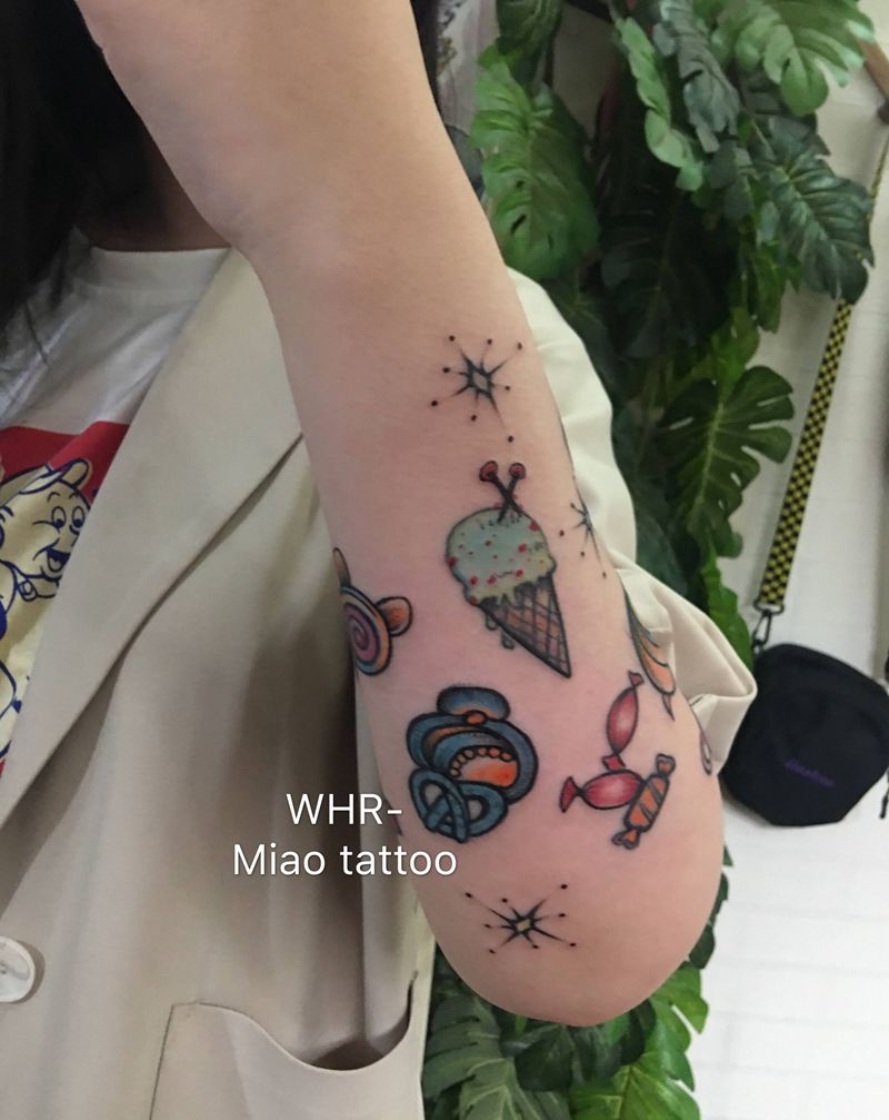 甜品纹身图片_手臂Old School纹身图案