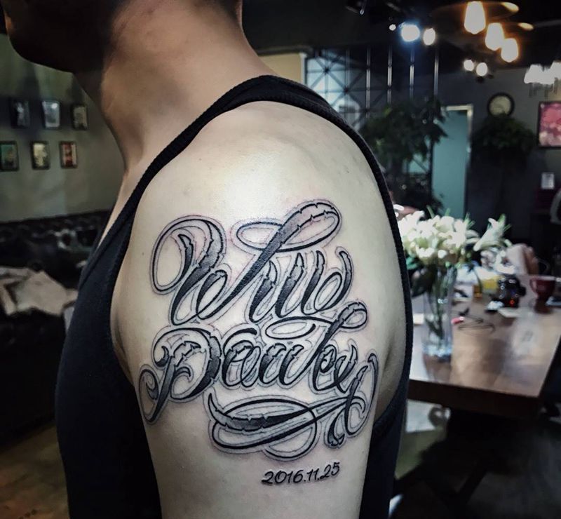 花体英文纹身图片
