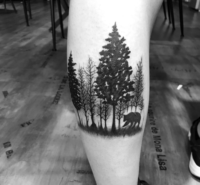 遮盖纹身图片_成品腿部植物遮盖纹身图案