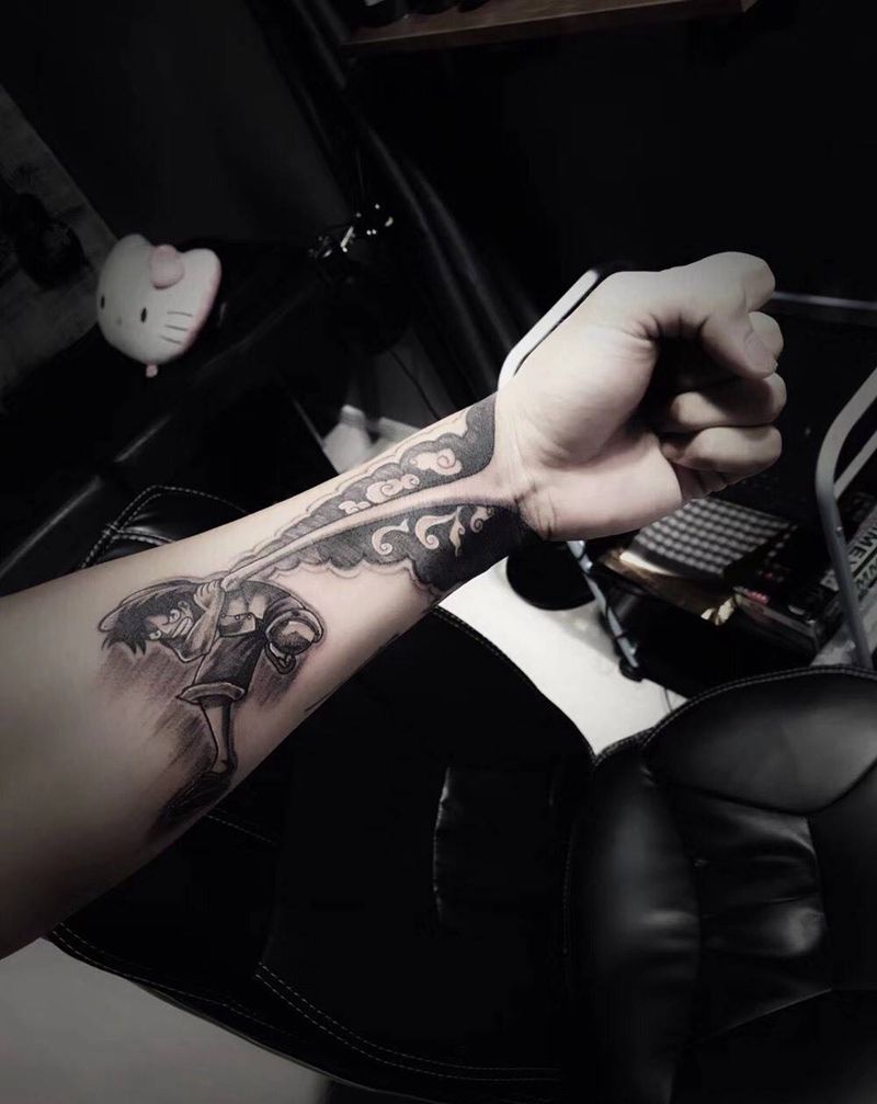 暴走的路飞纹身图片