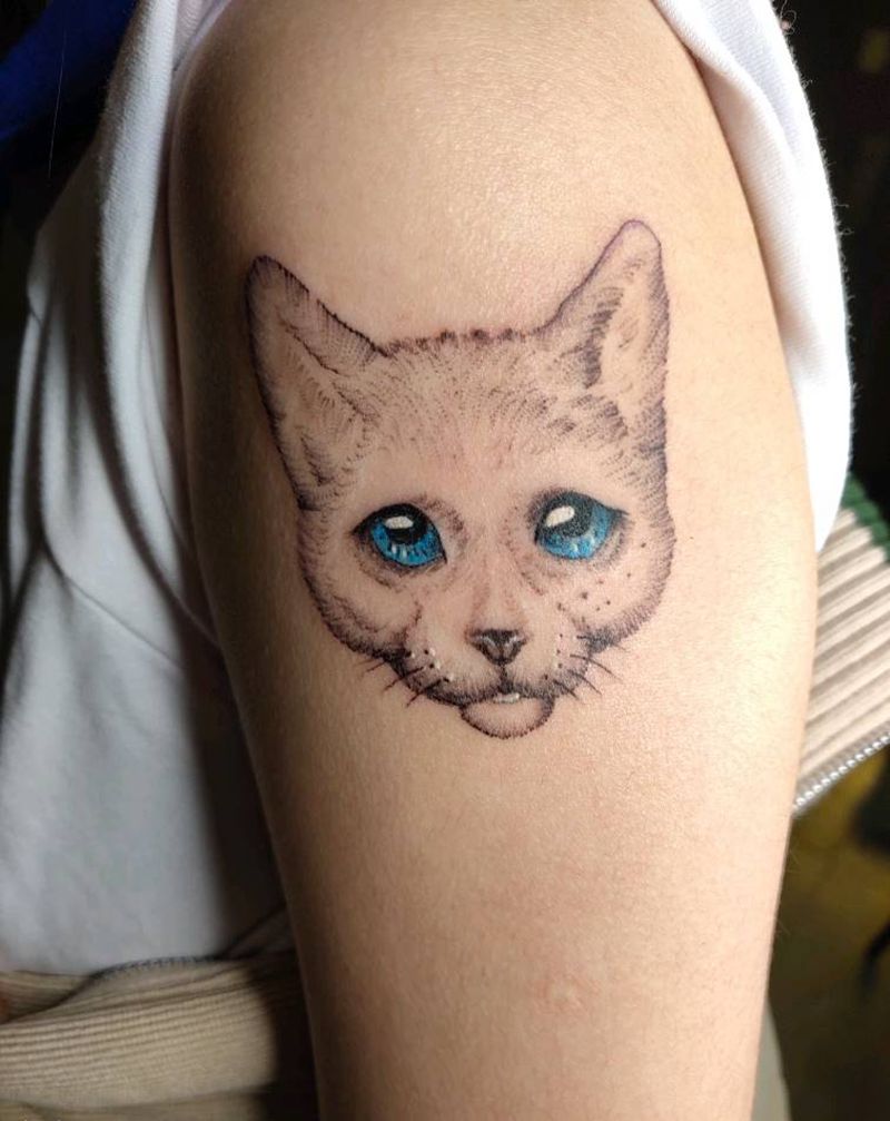 小猫纹身图片_水彩纹身图案