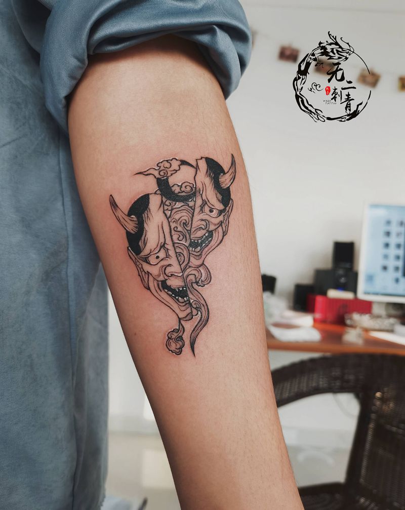 般若纹身图片_手臂新传统般若纹身图案