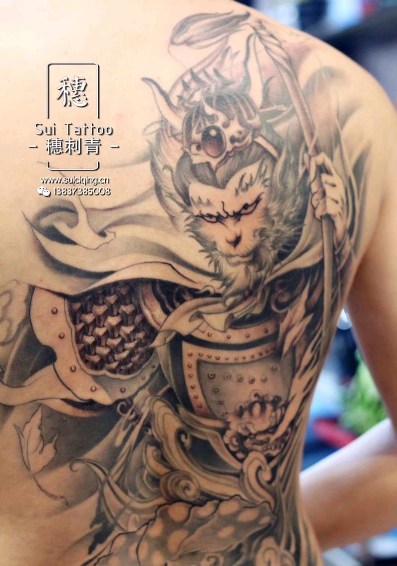 齐天大圣纹身图片_新传统纹身图案