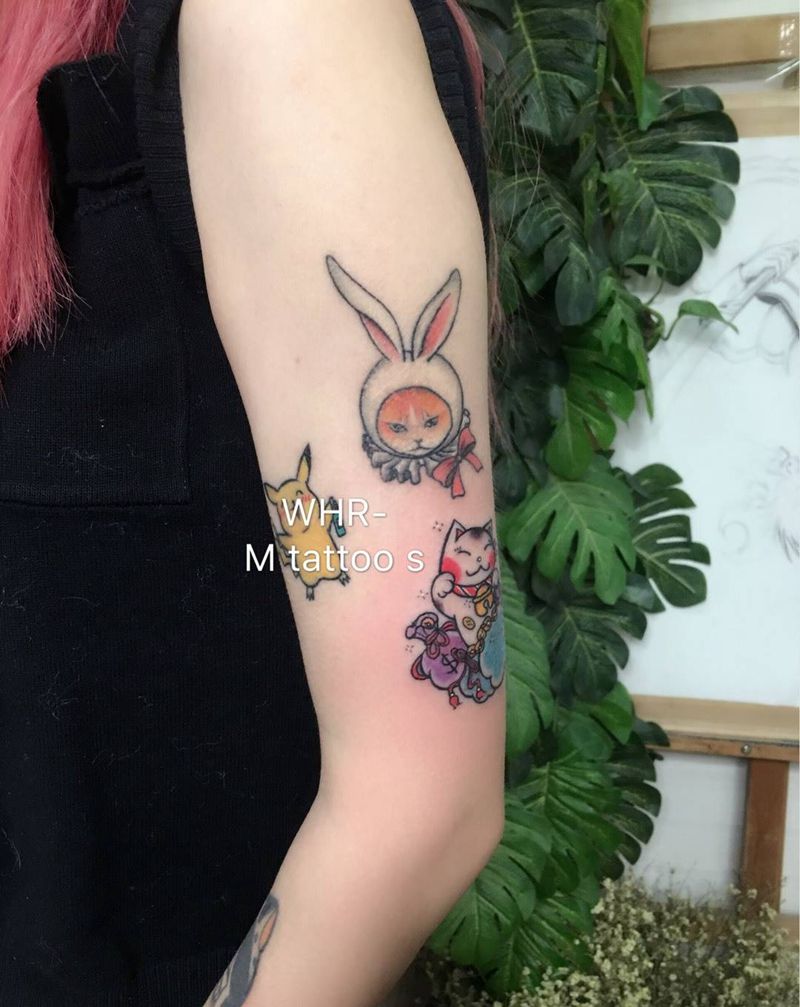 招财猫纹身图片