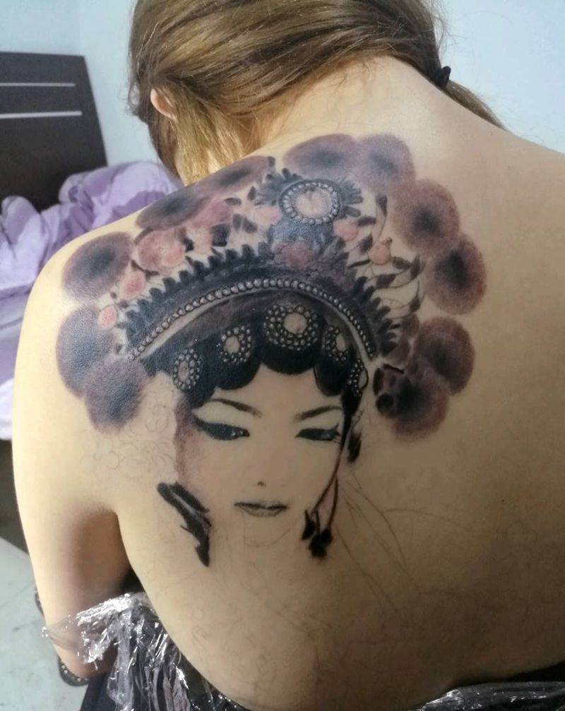 传统花旦艺妓小清新纹身图片