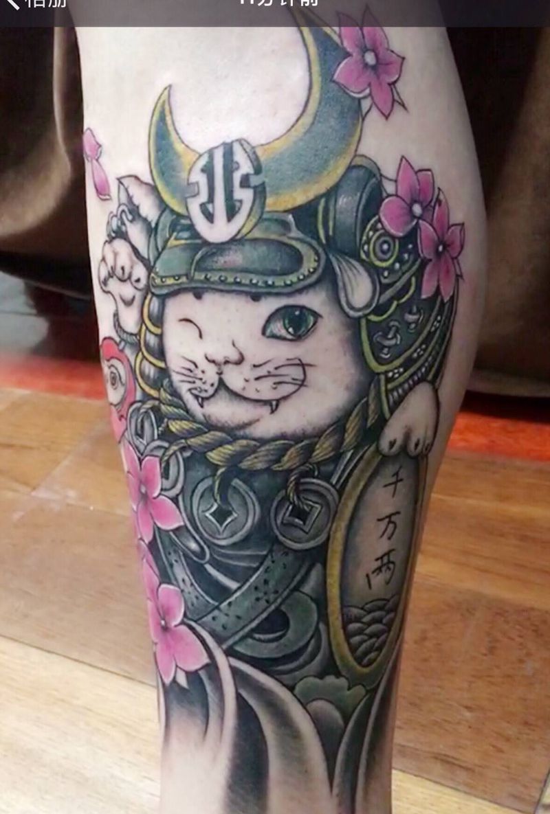 招财猫纹身图片