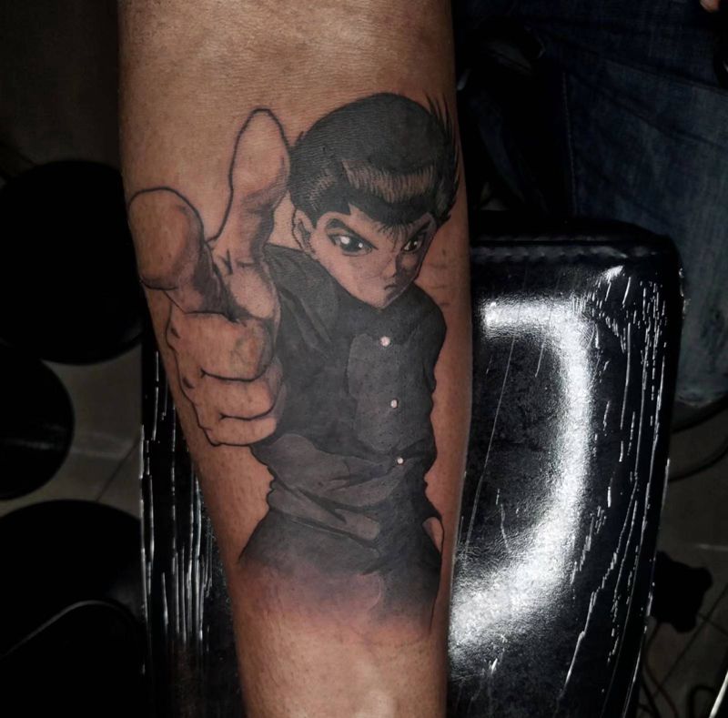 遮盖纹身图片_手臂腿部New School水墨漫画new school遮盖纹身图案