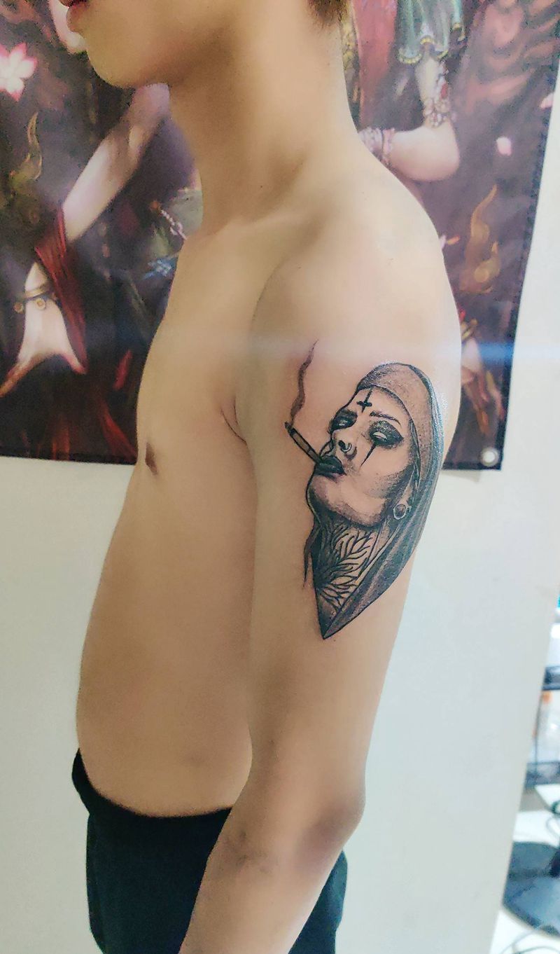 修女纹身图片_手臂纹身图案