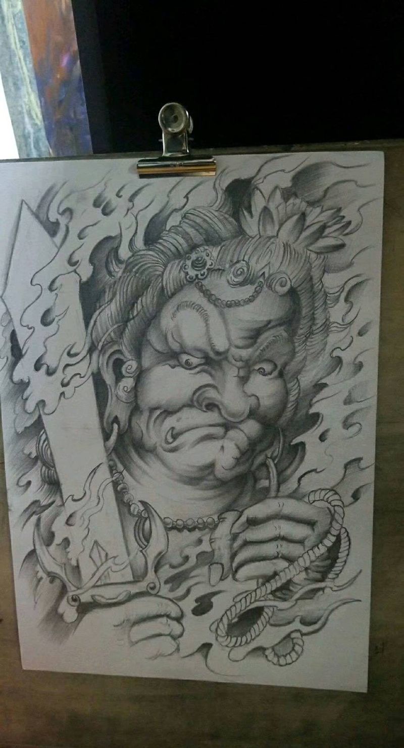不动冥王手稿纹身图片