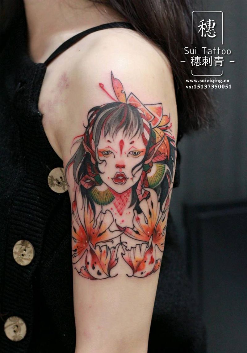 小女孩纹身图片_手臂纹身图案