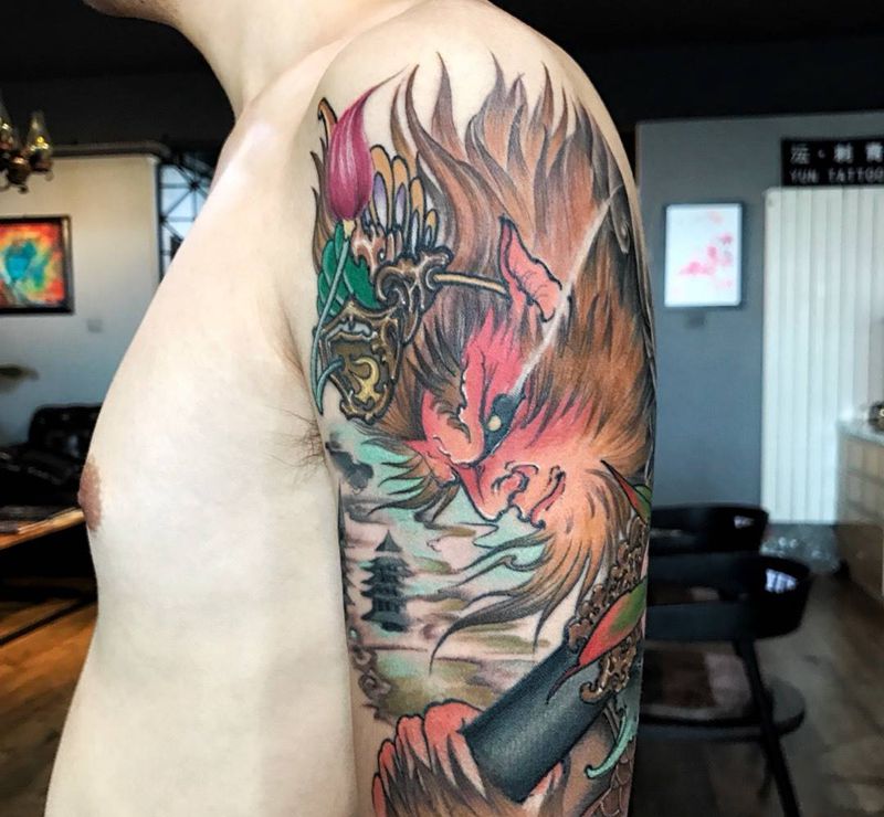 沄刺青纹身图片_成品手臂传统纹身图案