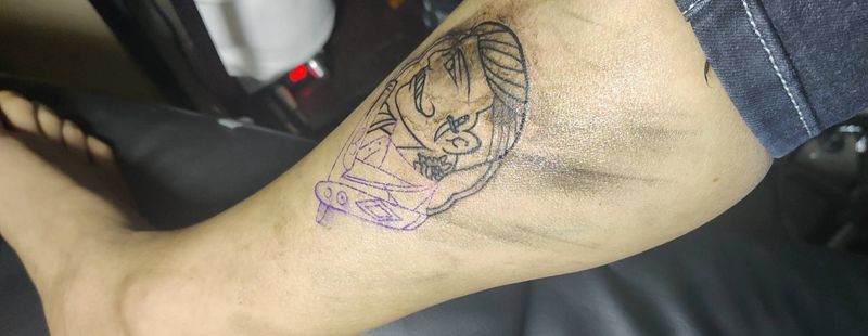 记录纹身图片_腿部Old School纹身图案