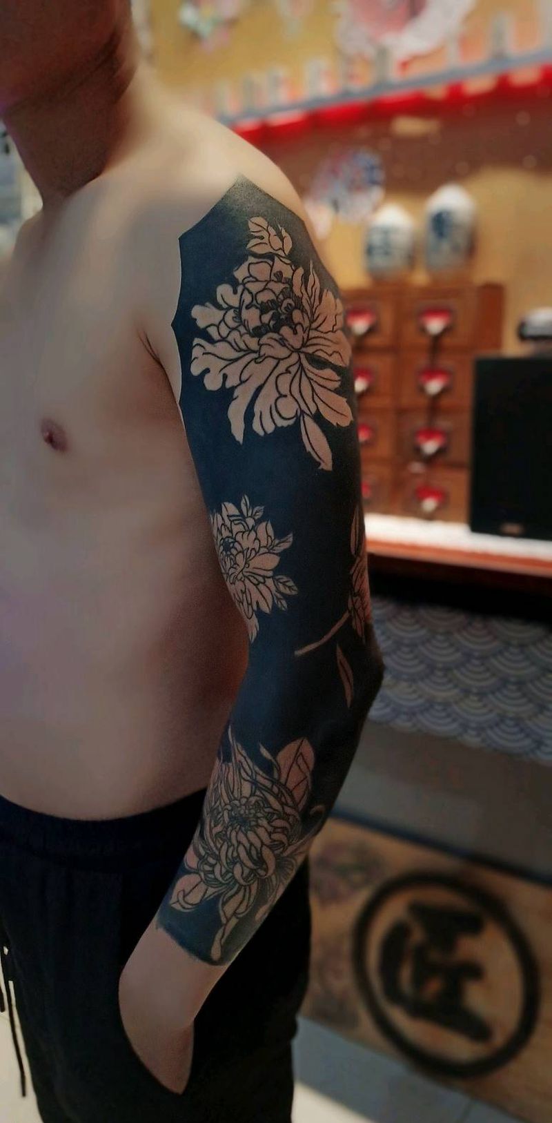 半成品纹身图片_手臂黑臂纹身图案