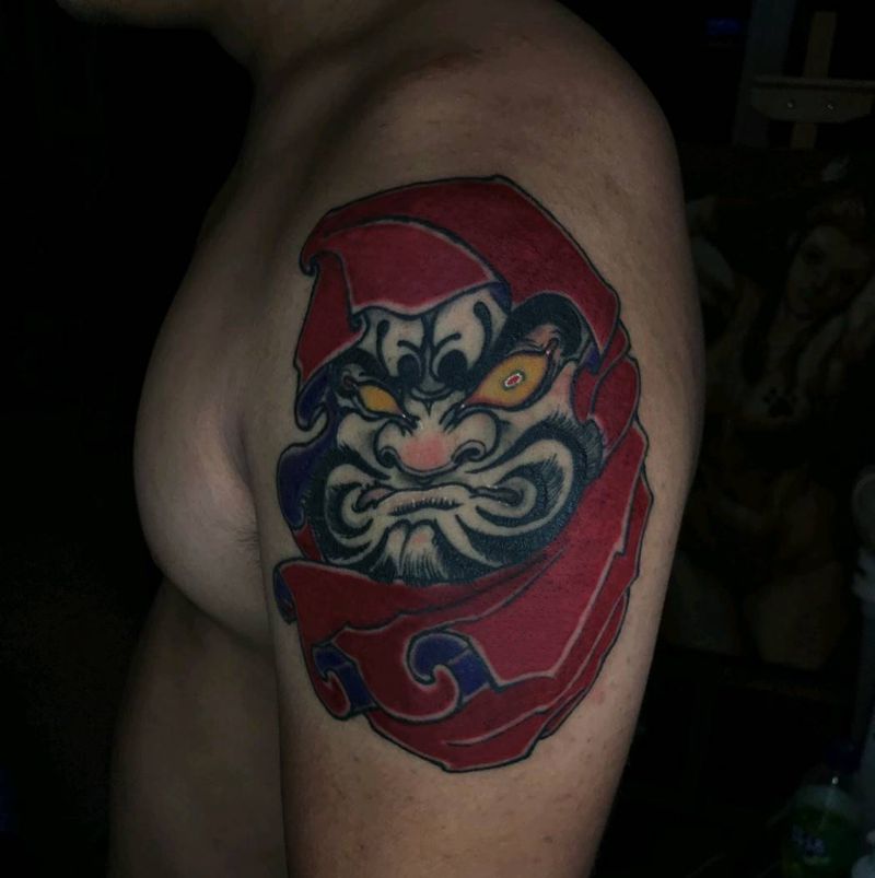 达摩纹身图片_手部手臂新传统老传统达摩达摩蛋纹身图案