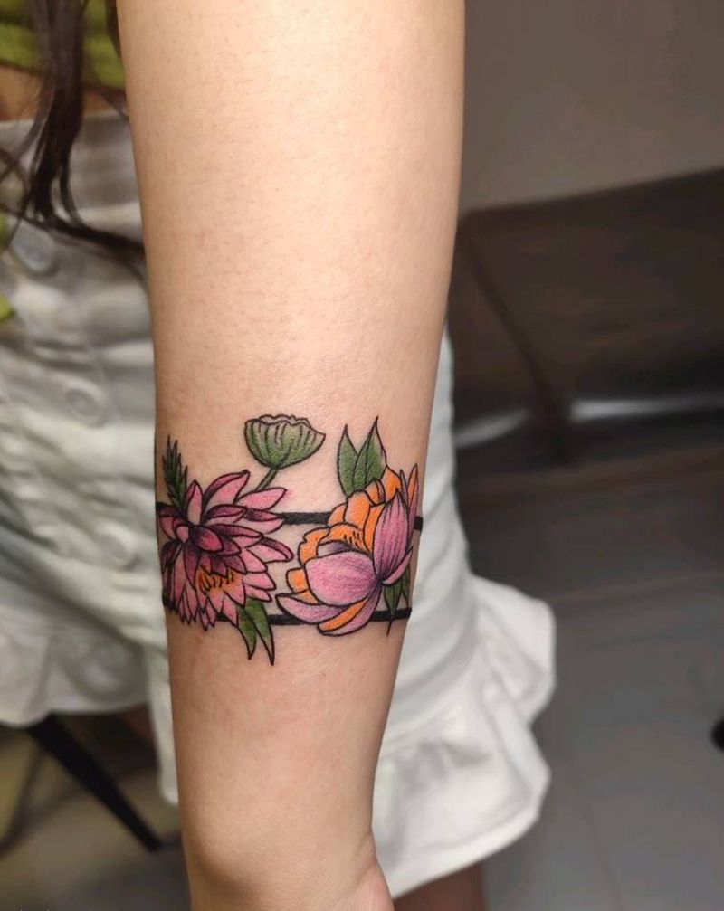 花手环纹身图片_手臂New School纹身图案