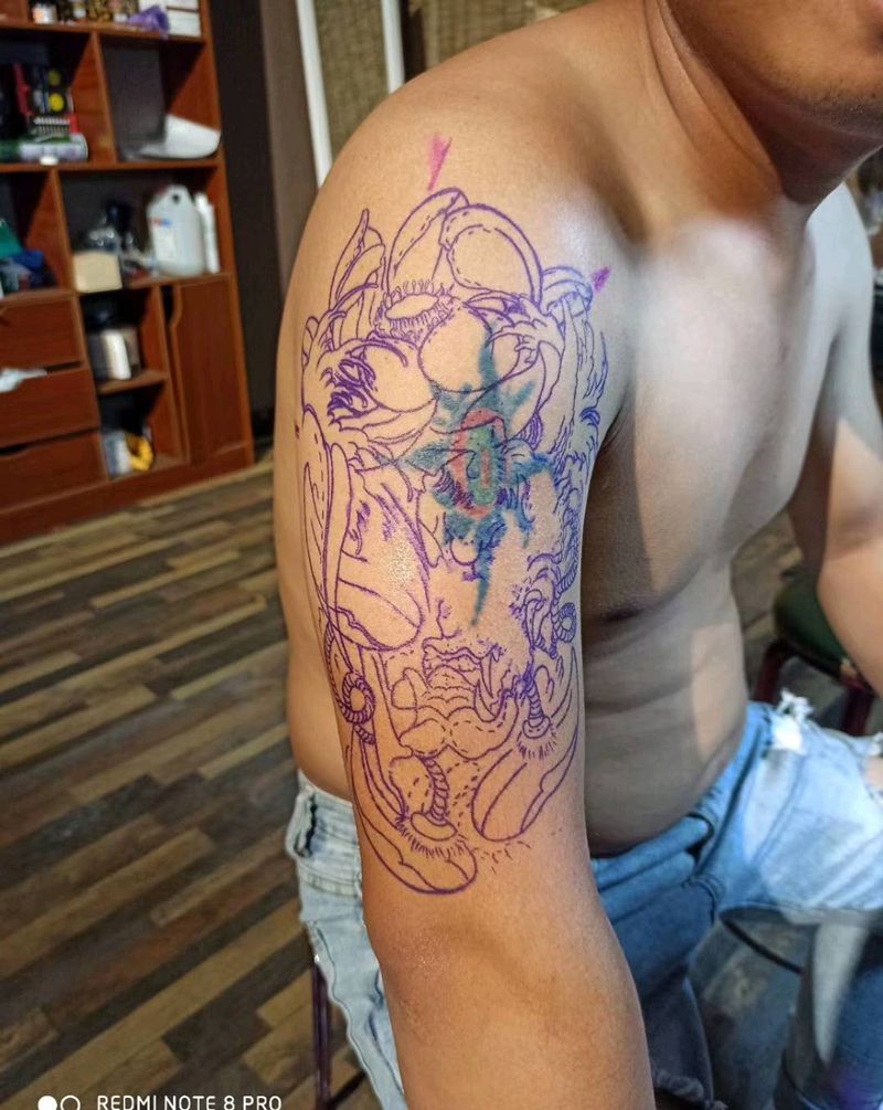 般若遮盖纹身图片_手臂新传统纹身图案