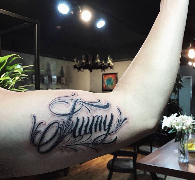 花体英文纹身图片