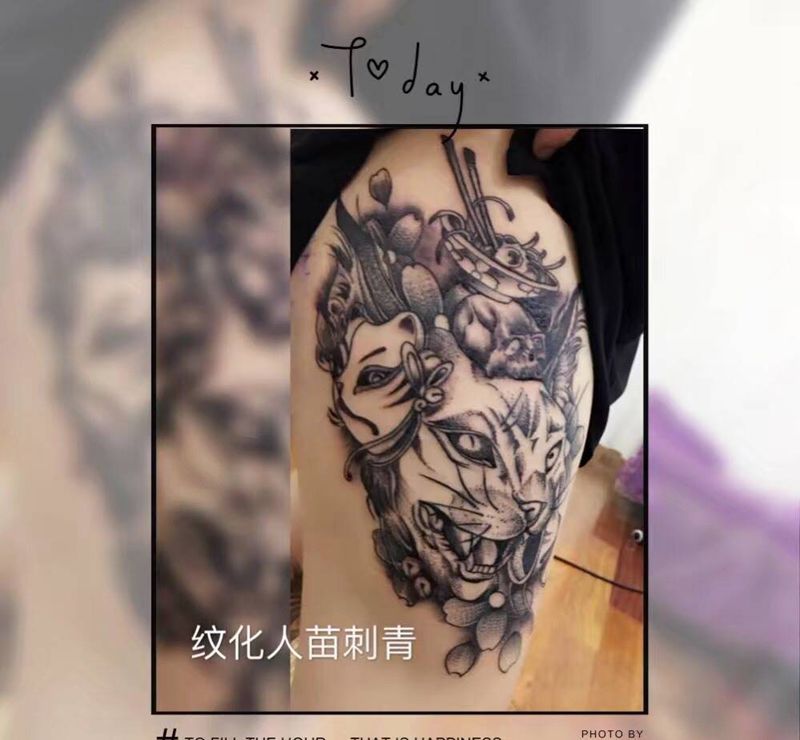 猫纹身图片