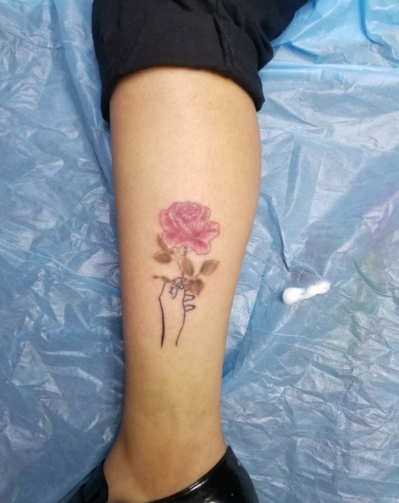 清新玫瑰纹身图片