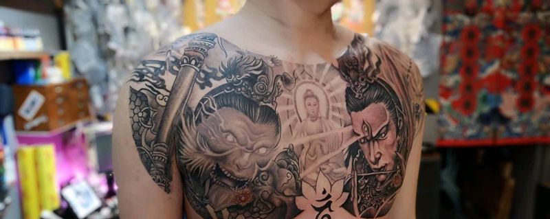 匠人刺青纹身图片_胸部纹身图案