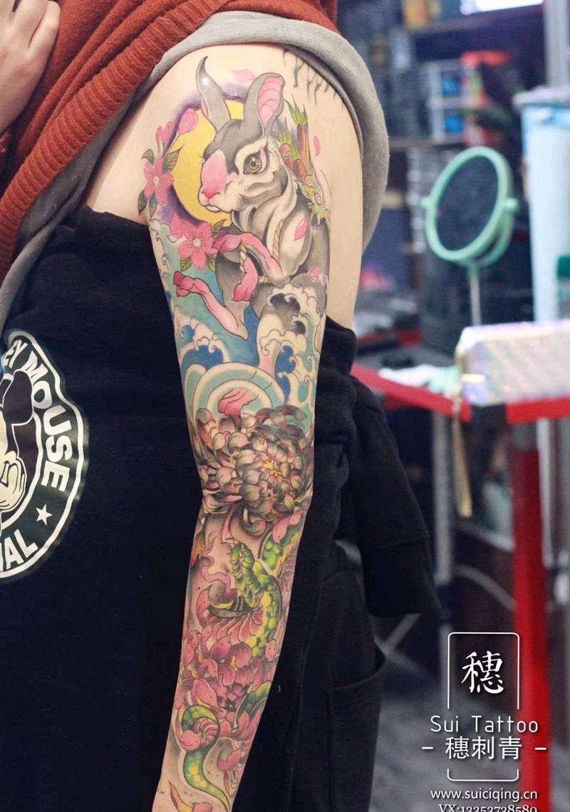 school花臂纹身图片_手臂New School纹身图案