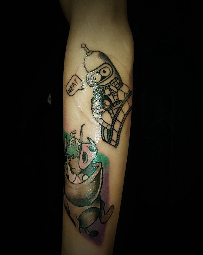 动漫纹身图片_手臂猪纹身图案